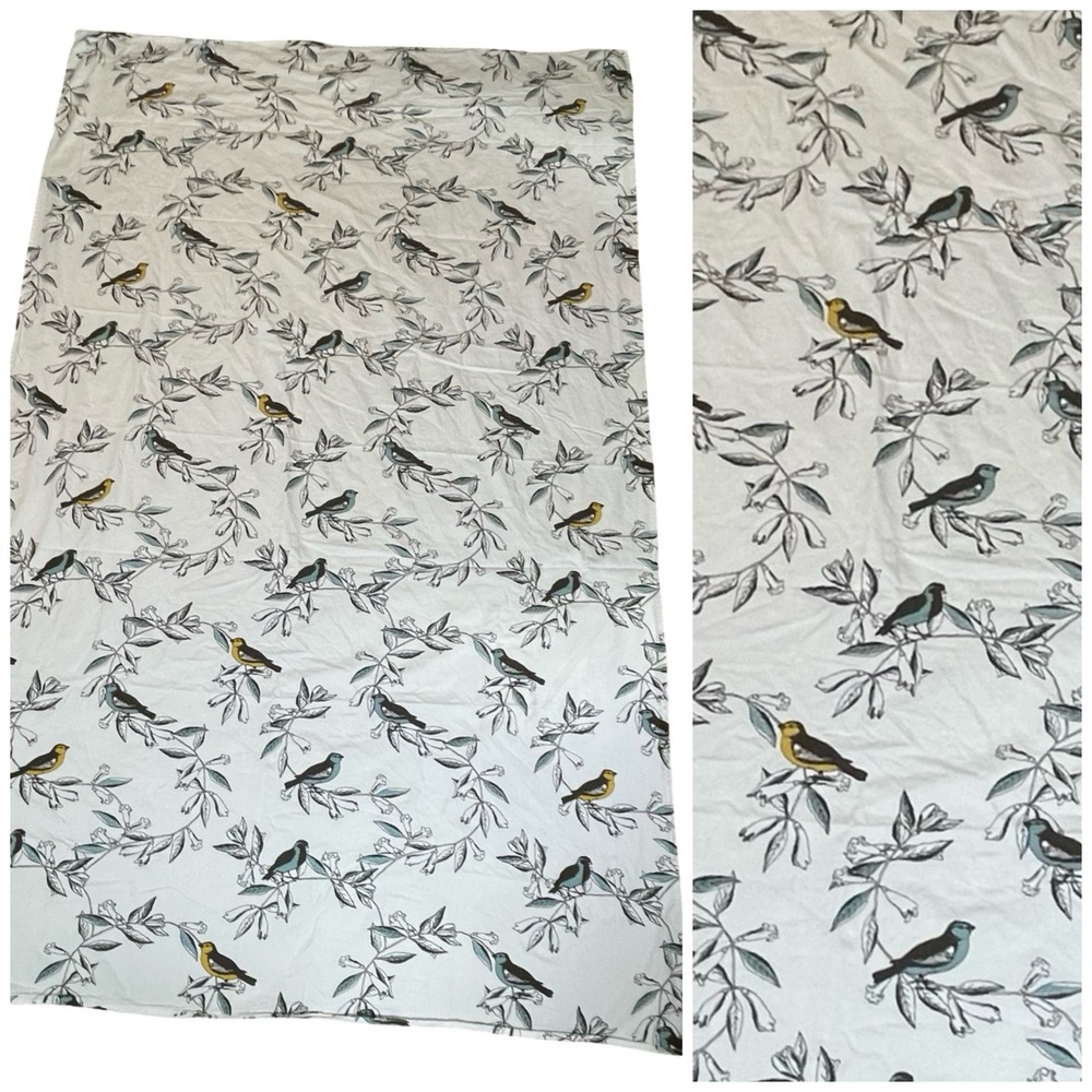 DwellStudio for Target Bird Print Cotton Flat Queen Sheet White Blue Nature Boho